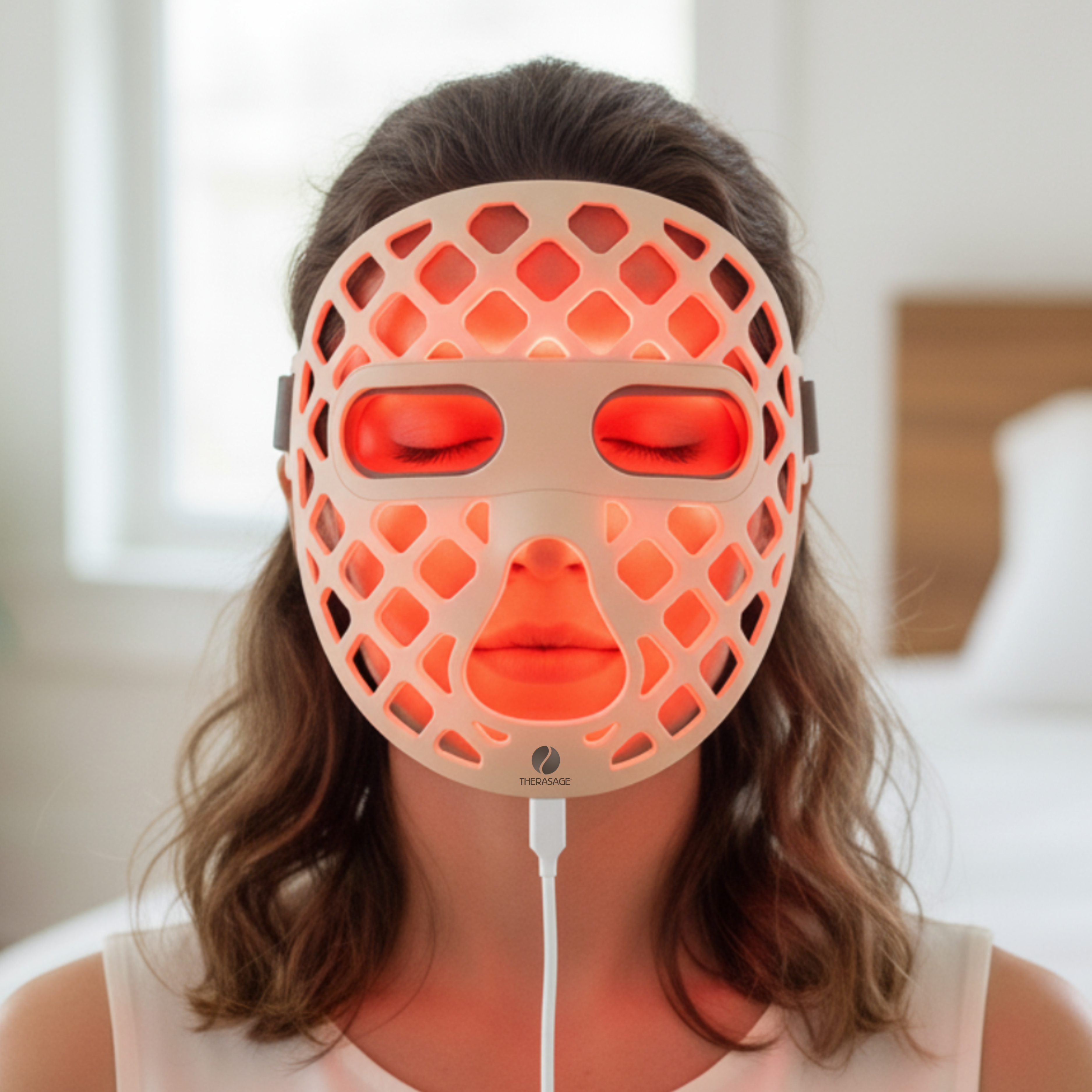 TheraGlow Mask2Go+™ LED Light Therapy Face Mask — 216 Medical-Grade LEDs with Red, Blue, Yellow & NIR Light for Skin Rejuvenation
