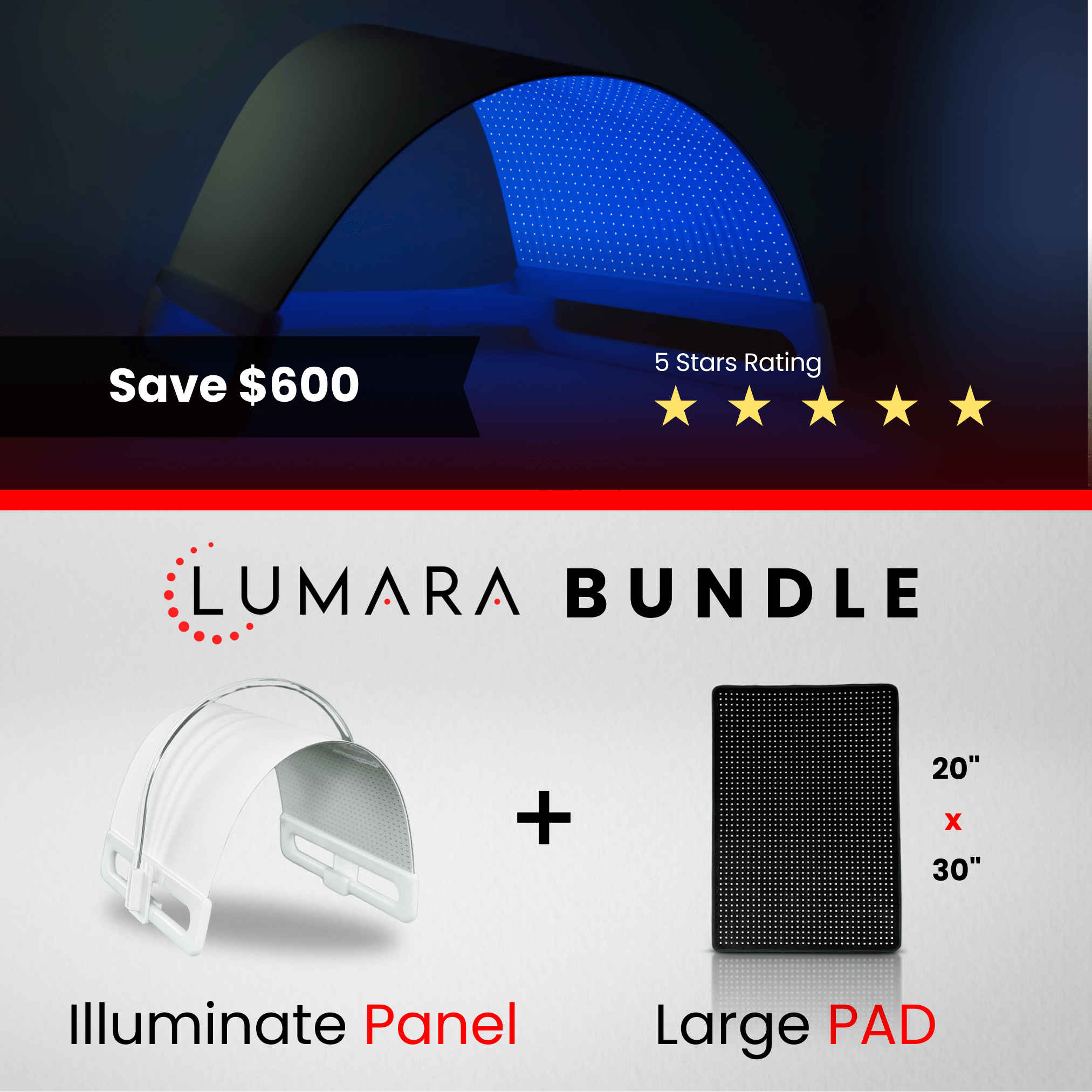 Lumara Illuminate Blue Light Therapy Panel | 1,800 LED Clear Skin Support Device