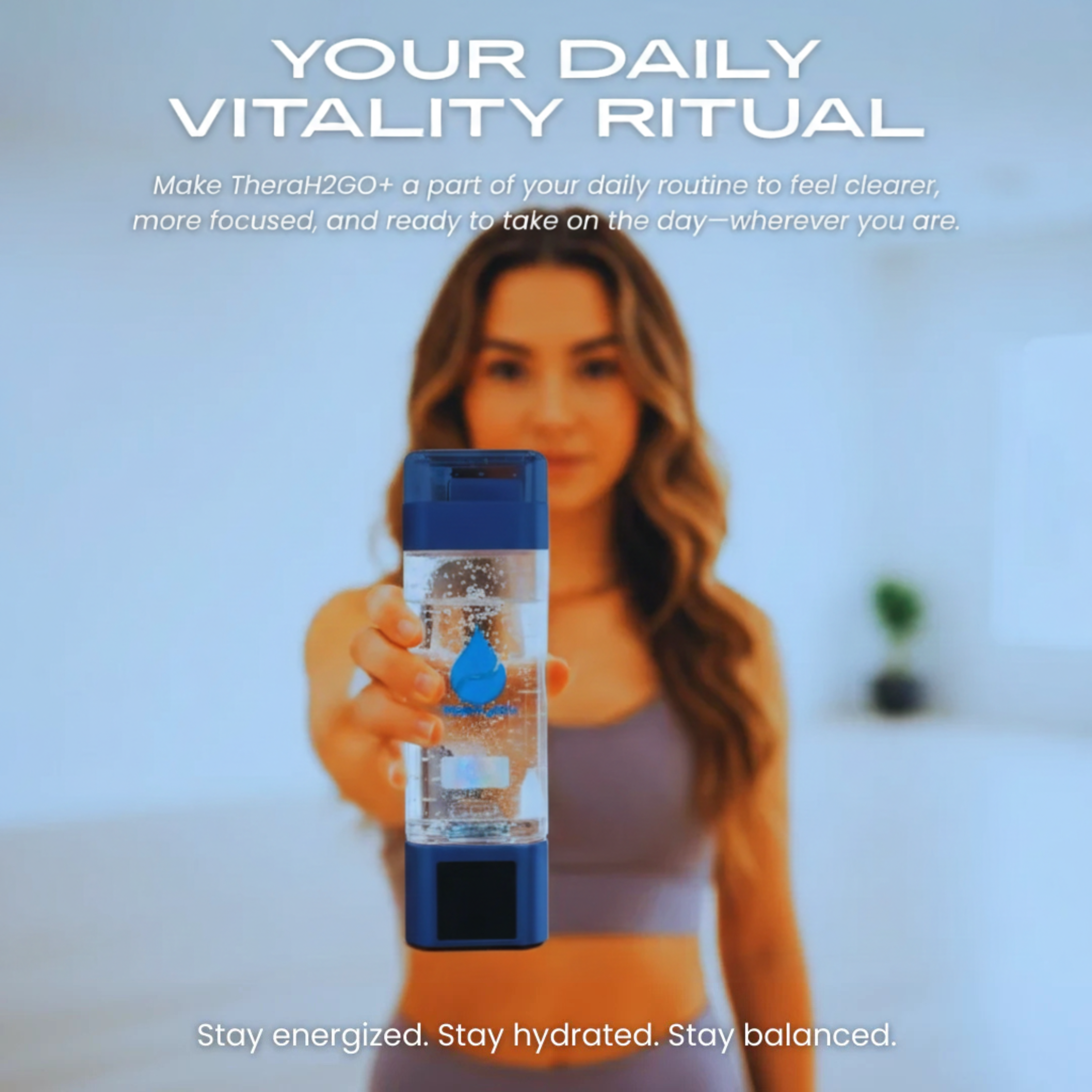TheraH2Go+ Hydrogen Water Bottle and Inhalation Device — 9000ppb Molecular Hydrogen with Platinum-Titanium Electrolysis