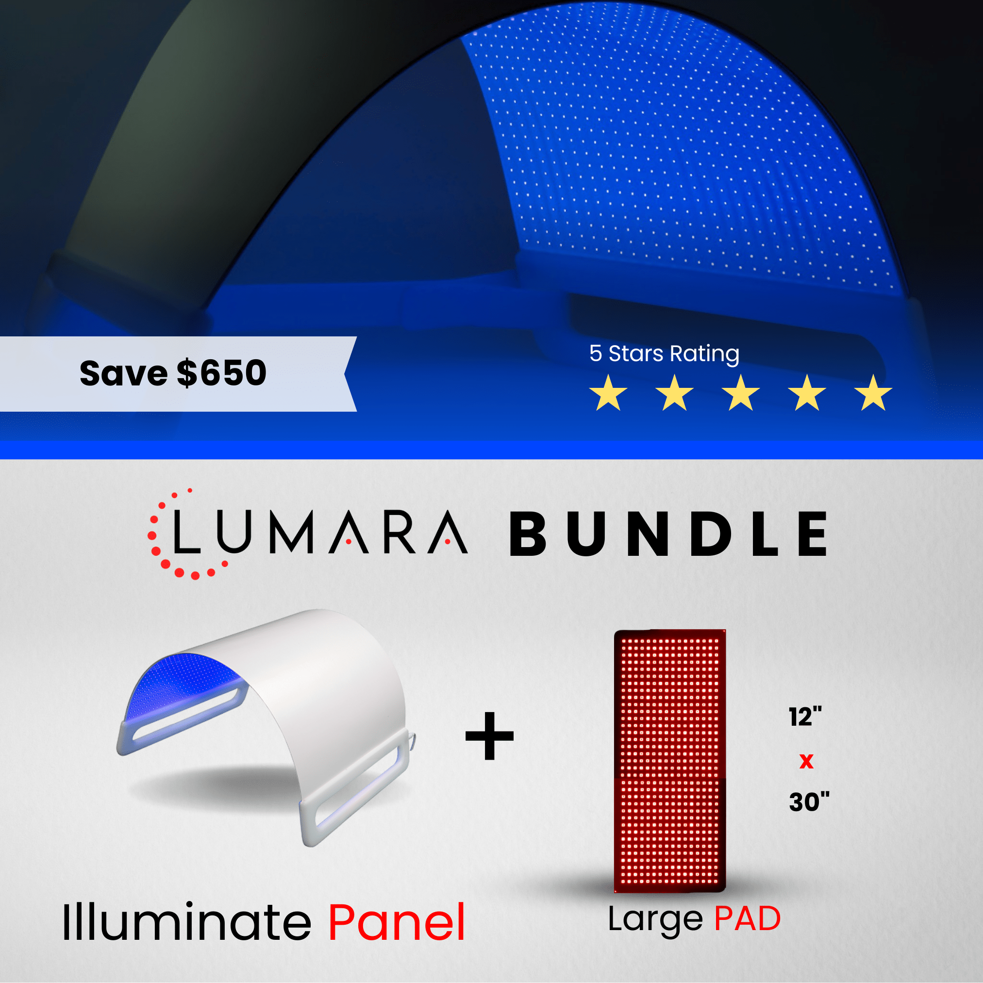 Lumara Illuminate Blue Light Therapy Panel | 1,800 LED Clear Skin Support Device