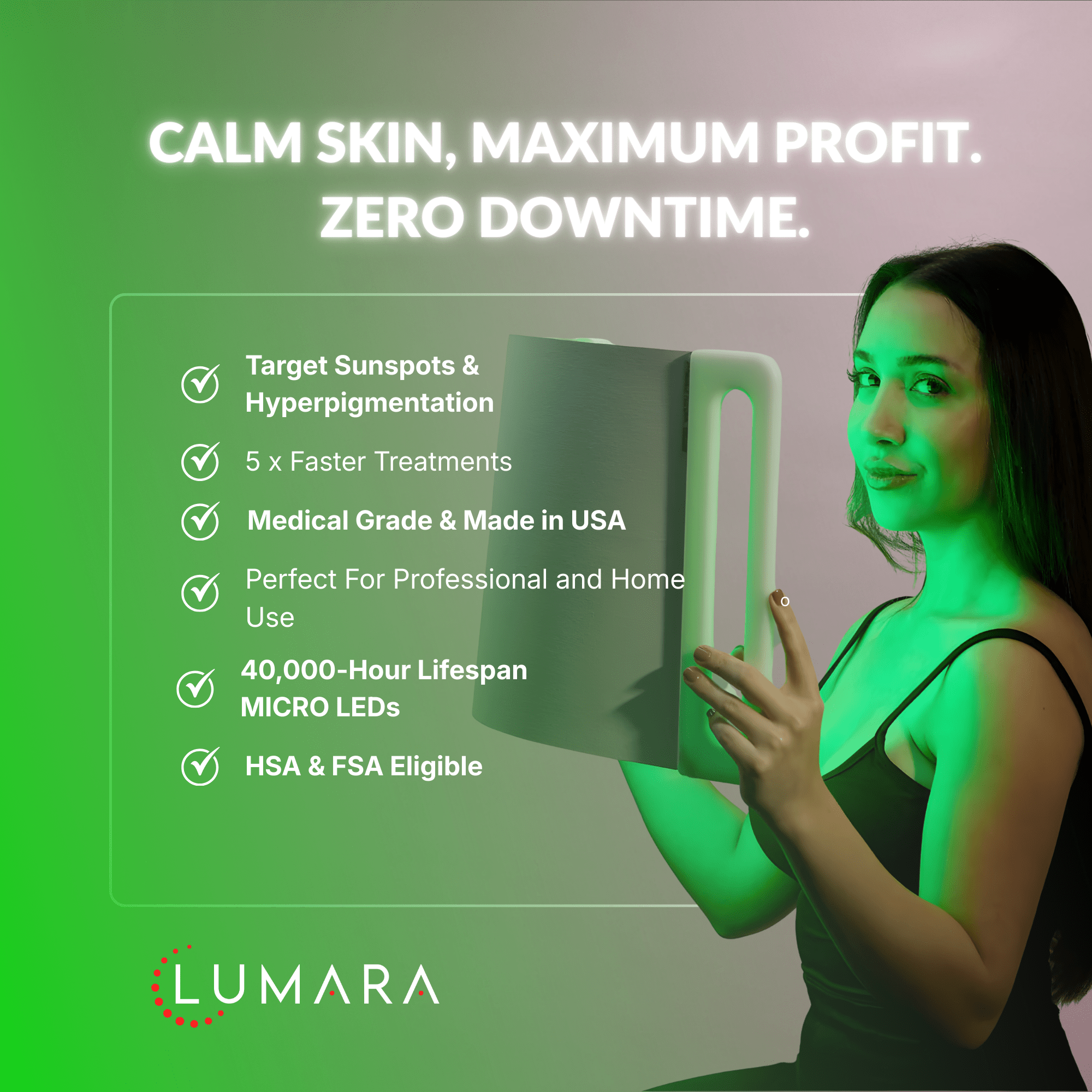 Lumara Illuminate Green Light Therapy Panel | 1,800 LED Skin Tone Support Device