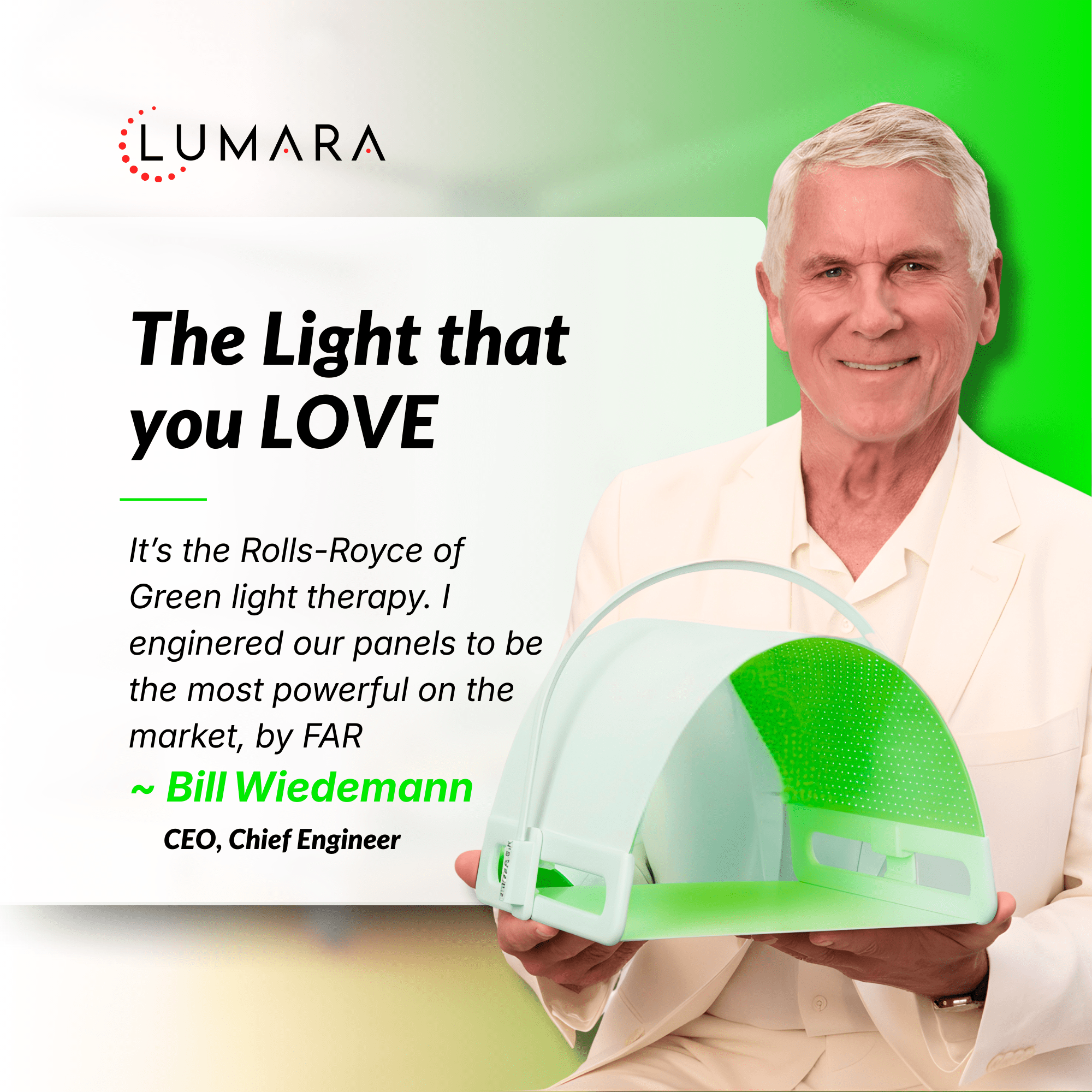 Lumara Illuminate Green Light Therapy Panel | 1,800 LED Skin Tone Support Device