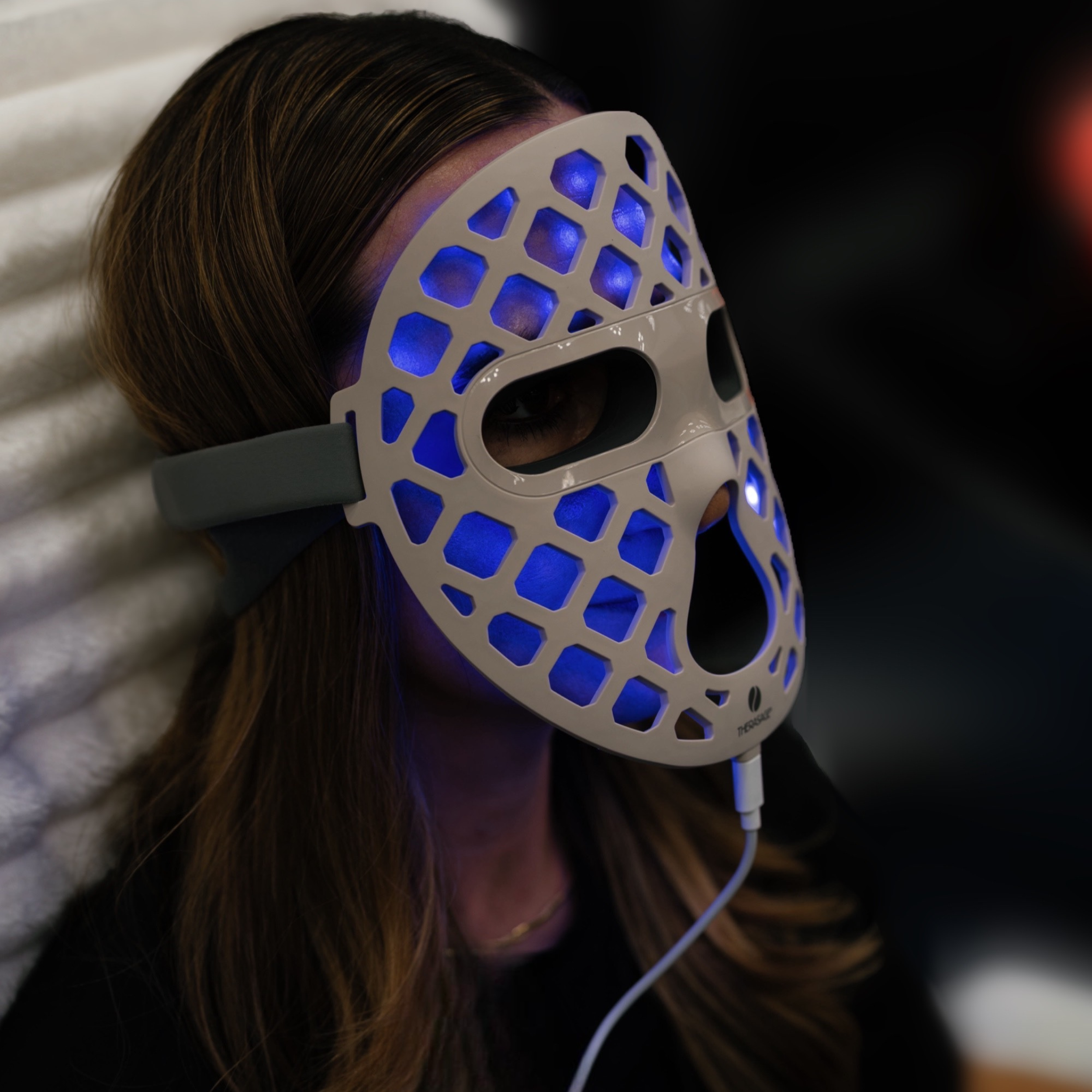 TheraGlow Mask2Go+™ LED Light Therapy Face Mask — 216 Medical-Grade LEDs with Red, Blue, Yellow & NIR Light for Skin Rejuvenation