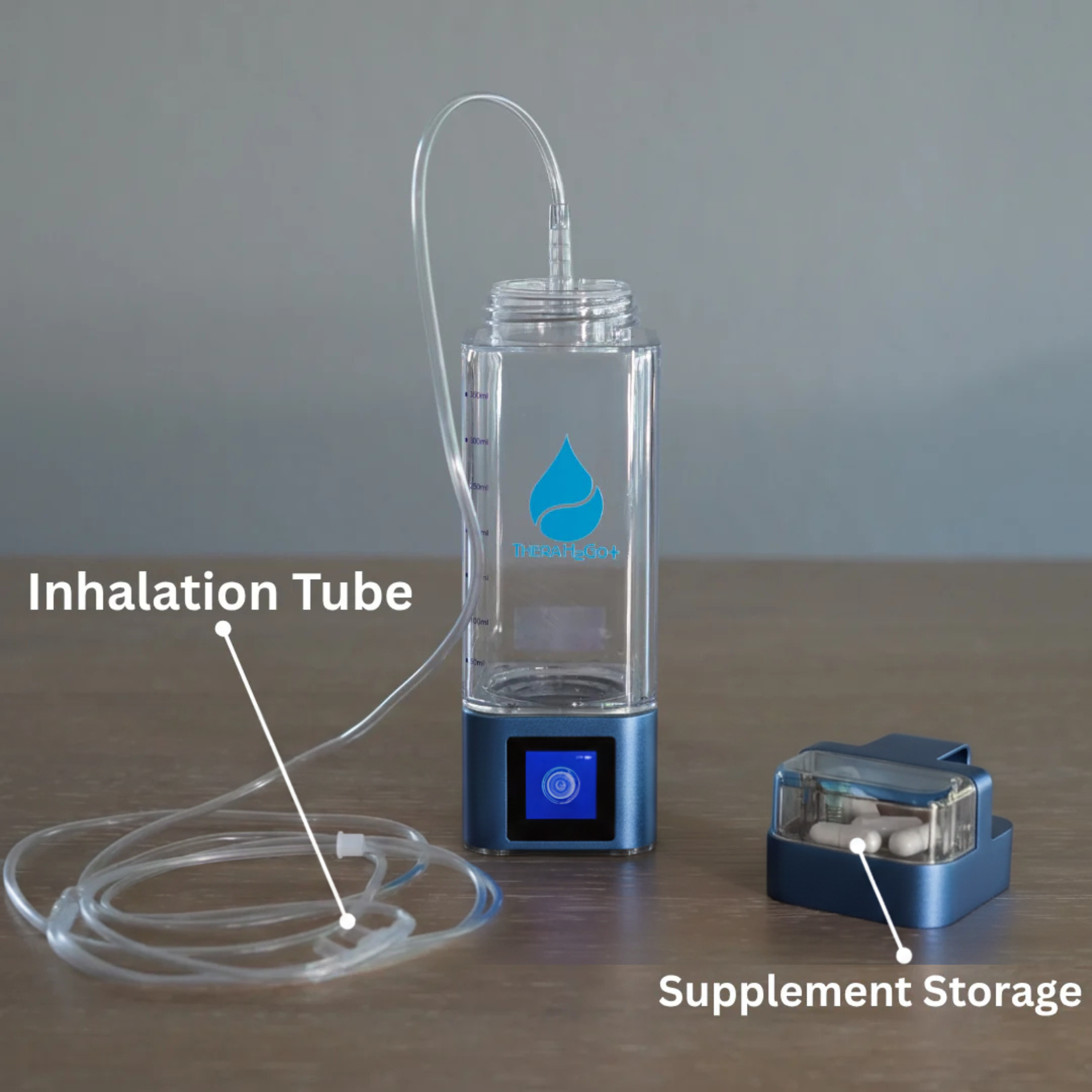 TheraH2Go+ Hydrogen Water Bottle and Inhalation Device — 9000ppb Molecular Hydrogen with Platinum-Titanium Electrolysis