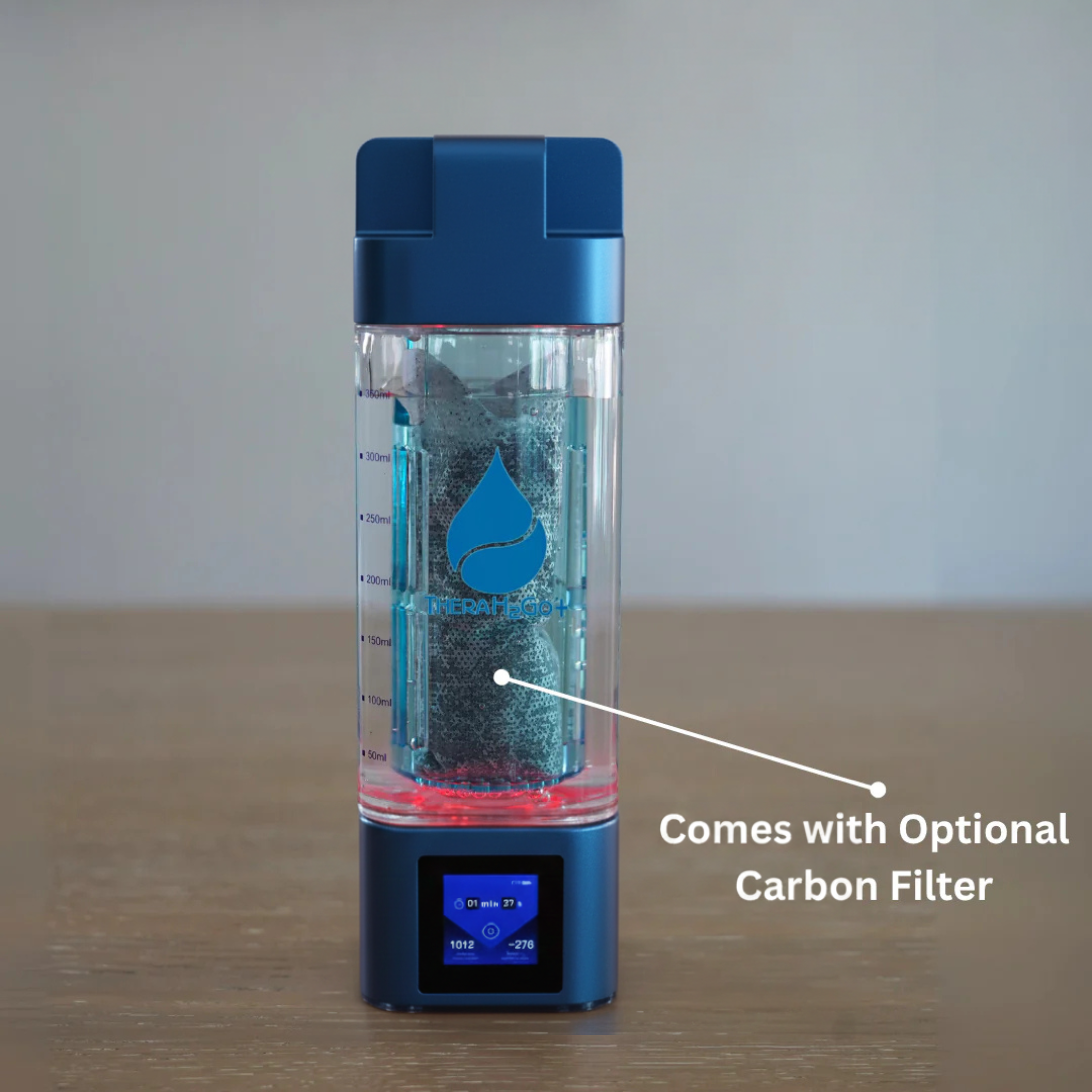 TheraH2Go+ Hydrogen Water Bottle and Inhalation Device — 9000ppb Molecular Hydrogen with Platinum-Titanium Electrolysis