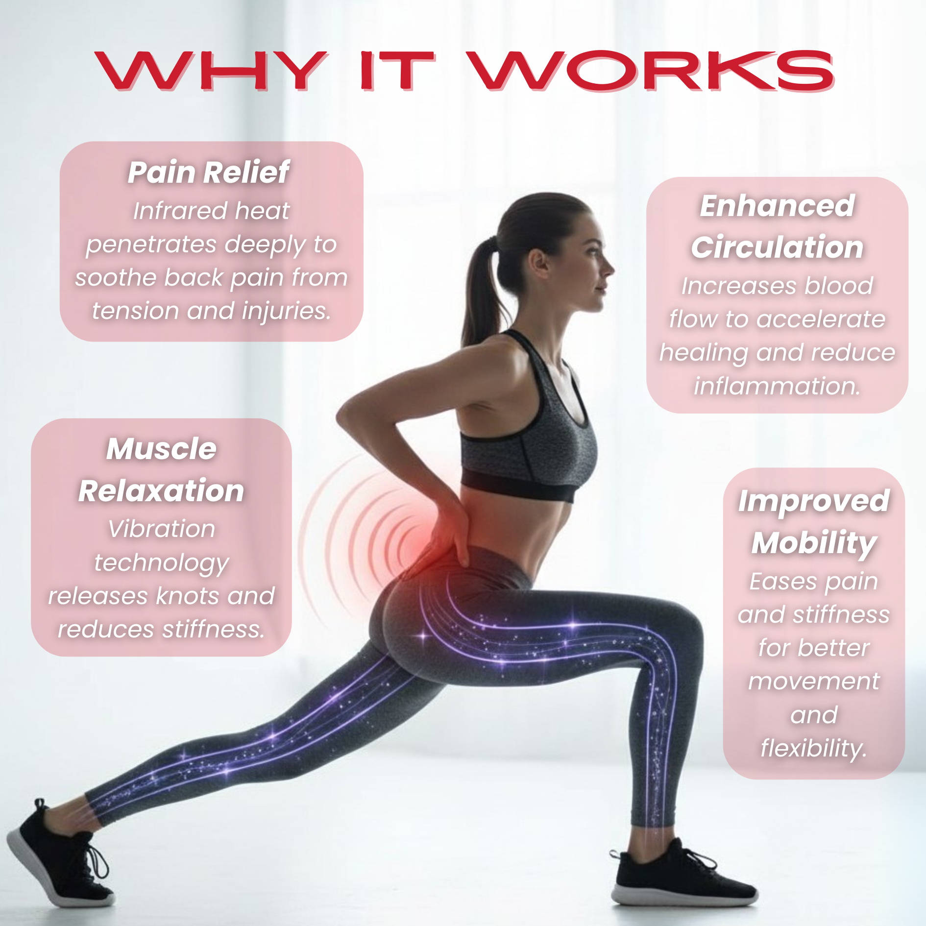 TheraBelt Red Light Therapy Recovery Belt — 660nm & 850nm NIR with Vibration Massage for Muscle Recovery and Circulation Support