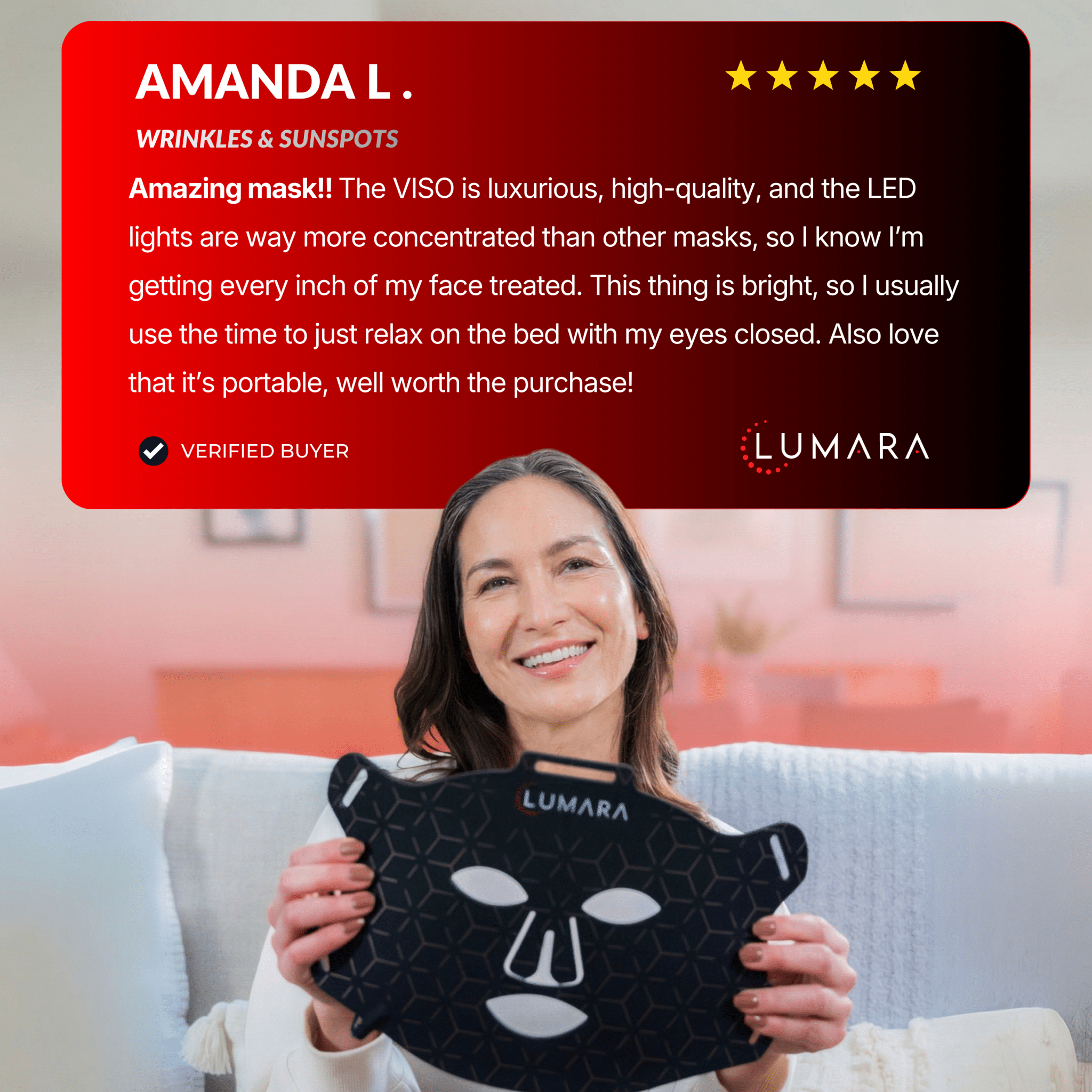 Lumara Viso Red Light Therapy Face Mask | 470 LED Facial Skincare Device