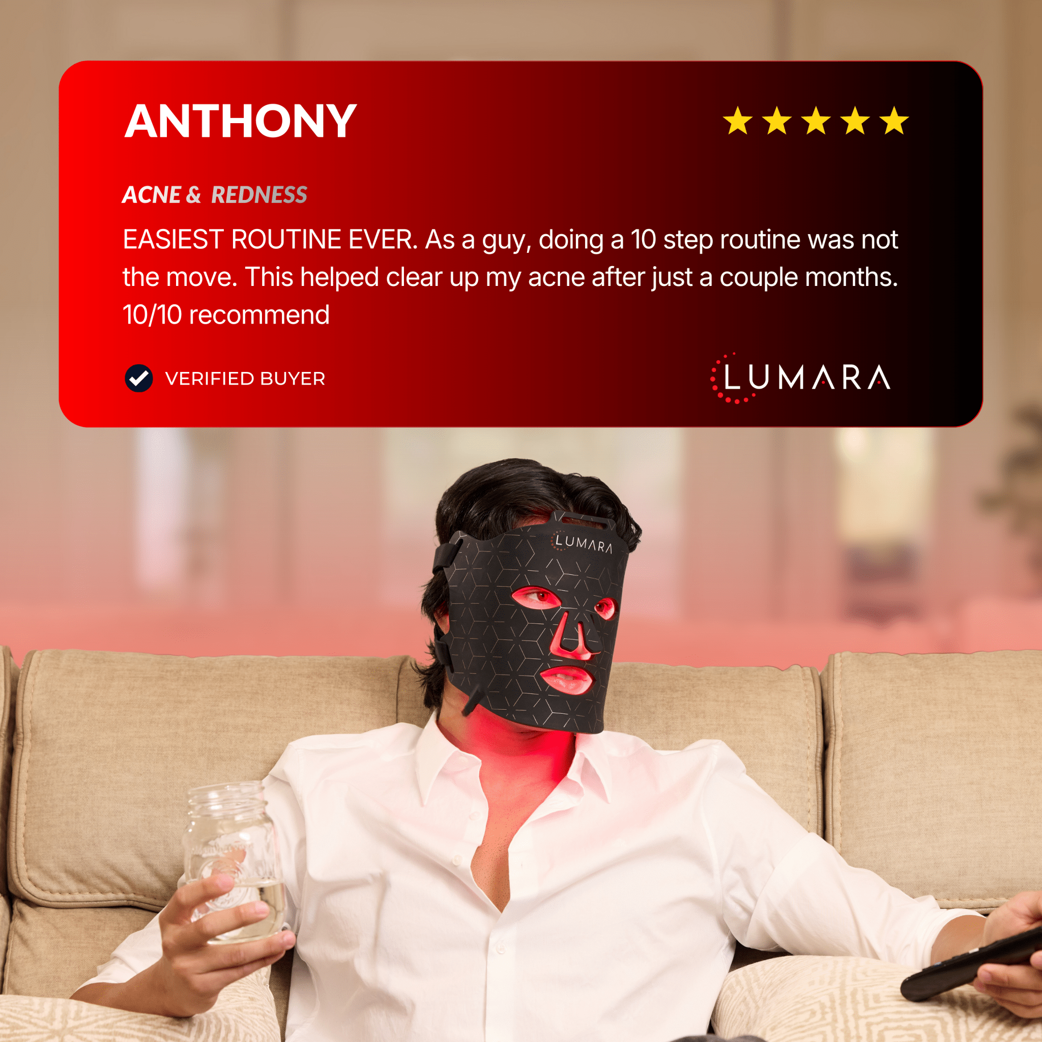 Lumara Viso Red Light Therapy Face Mask | 470 LED Facial Skincare Device