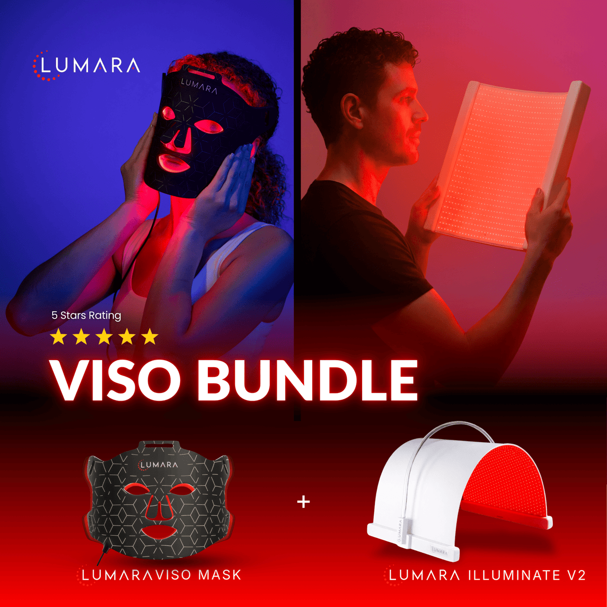 Lumara Viso Red Light Therapy Face Mask | 470 LED Facial Skincare Device